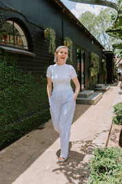 Mock neck top - cap sleeve white