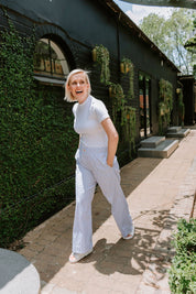 Mock neck top - cap sleeve white
