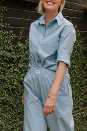 Cotton poplin shirt - sky blue