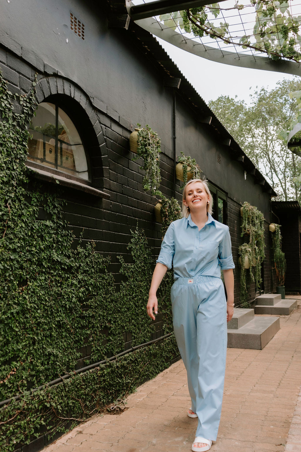 Cotton poplin shirt - sky blue
