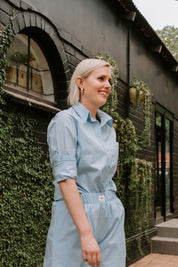 Cotton poplin shirt - sky blue