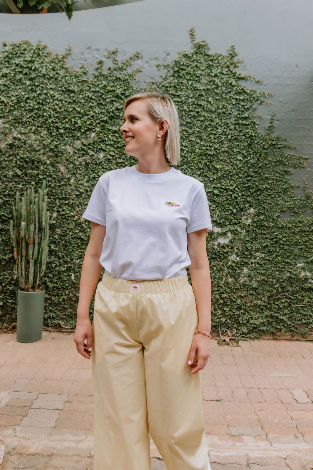Cotton poplin pants - yellow