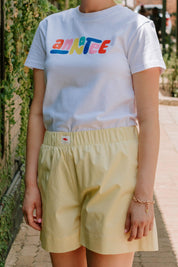 Cotton poplin shorts - yellow