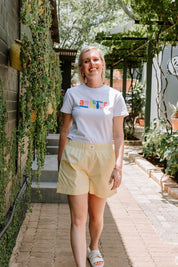 Cotton poplin shorts - yellow