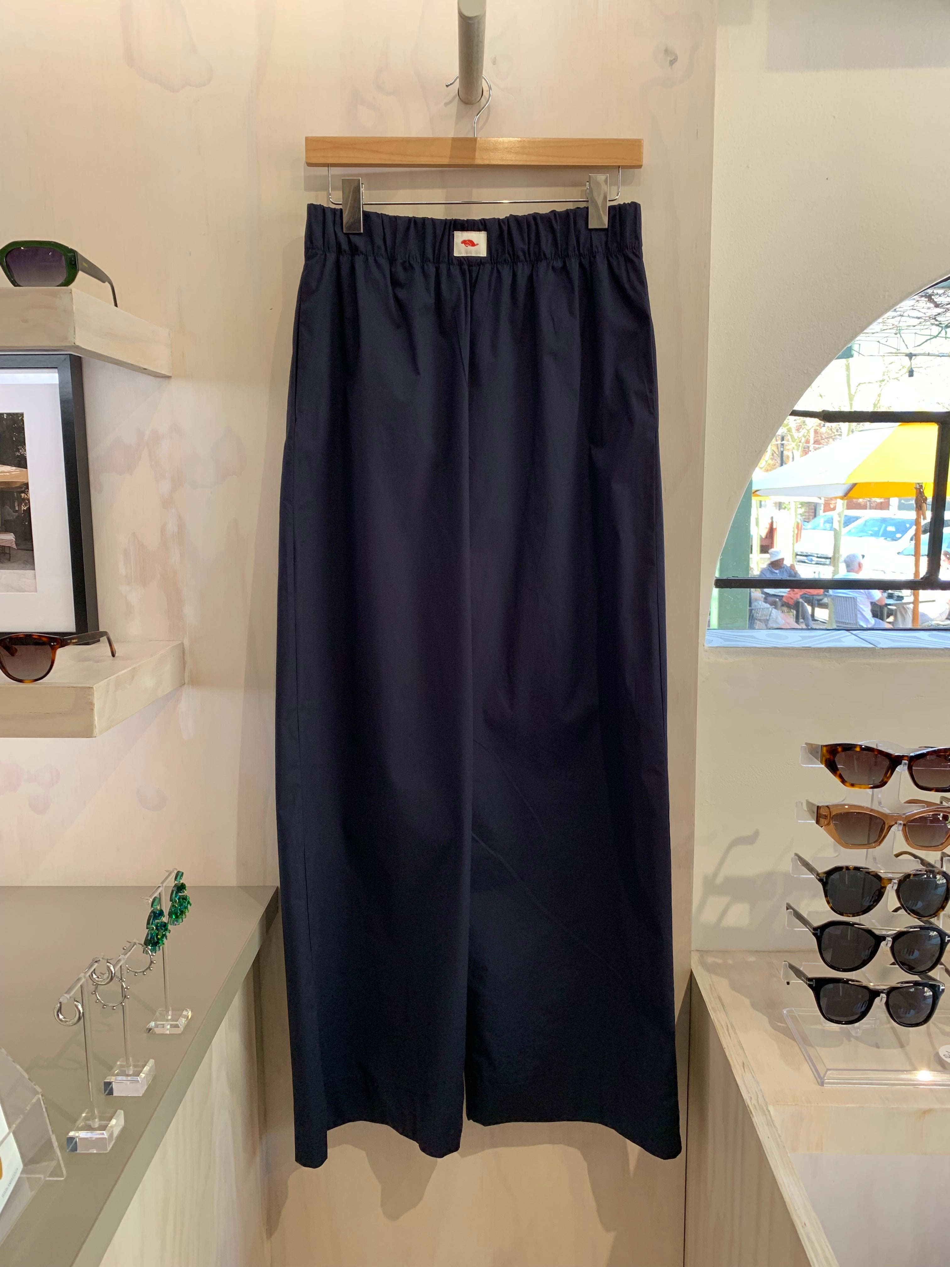 Cotton poplin pants - navy