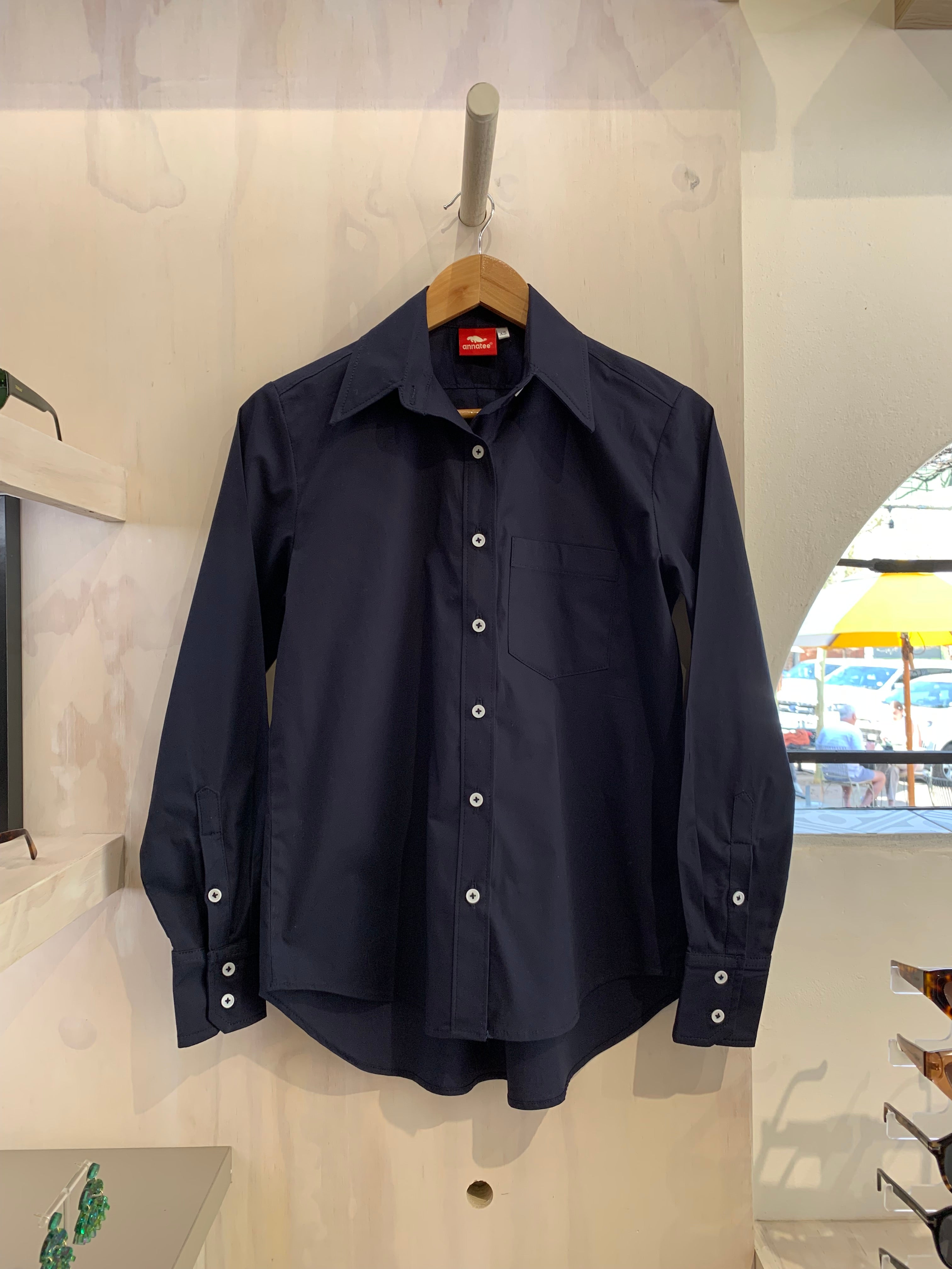 Cotton poplin shirt - navy