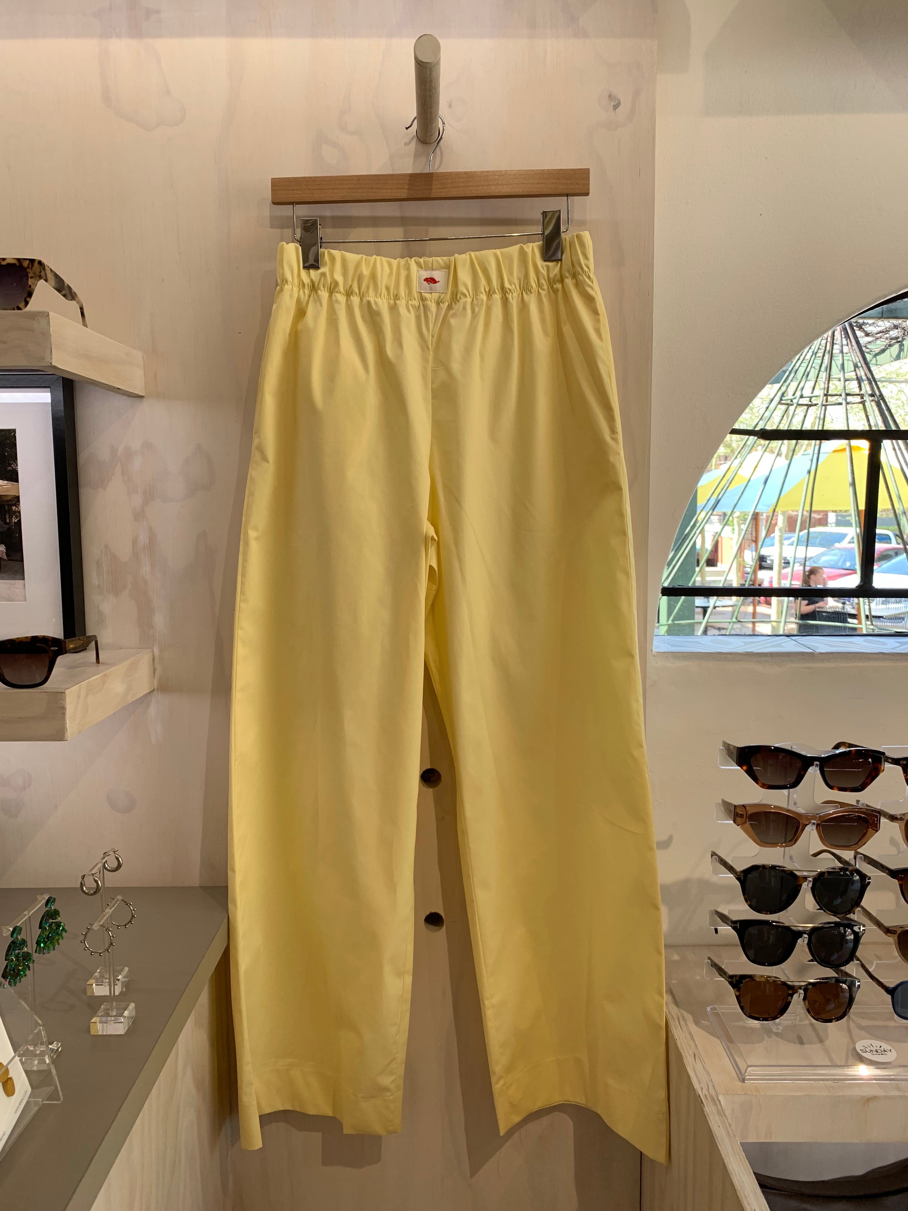 Cotton poplin pants - yellow