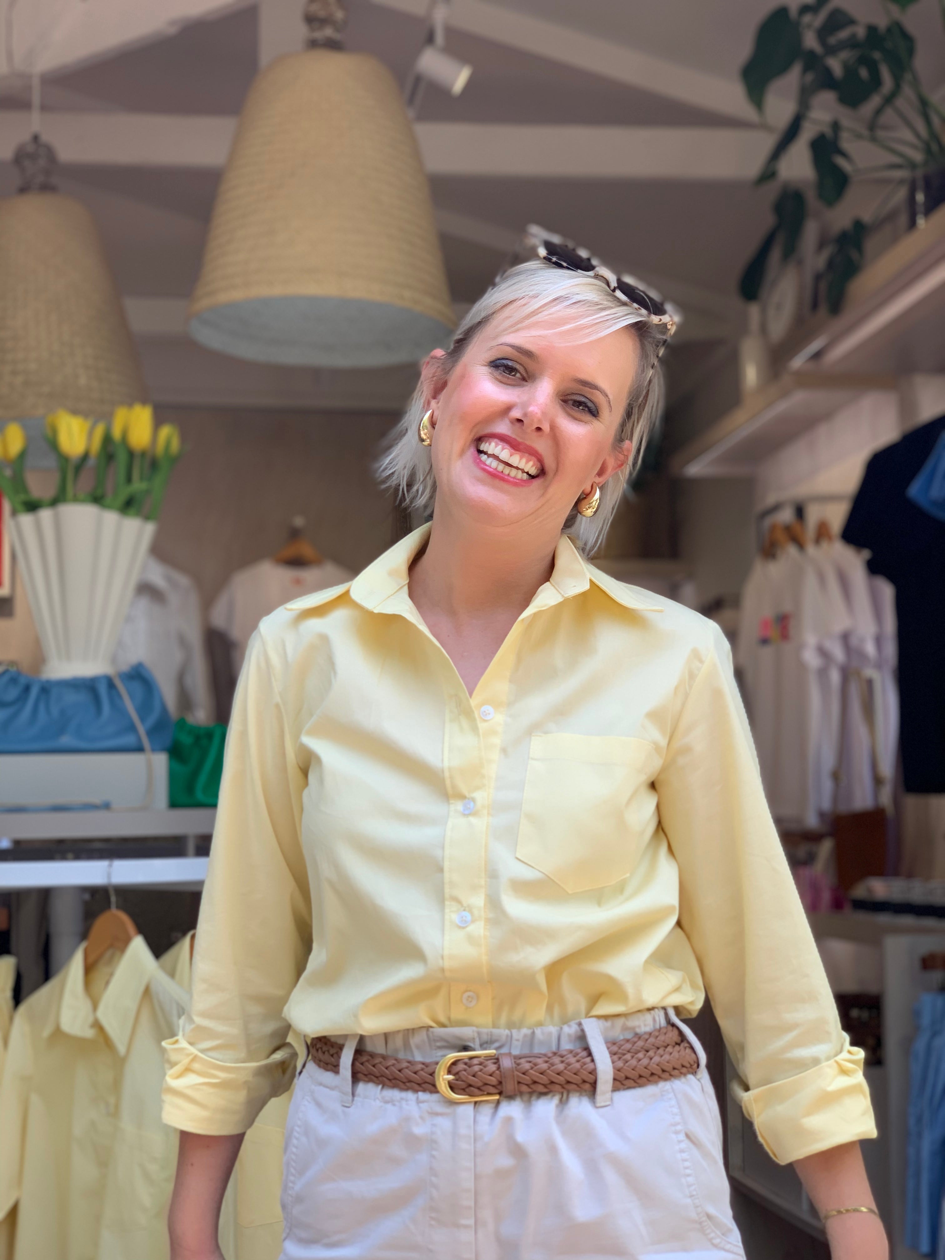 Cotton poplin shirt - yellow