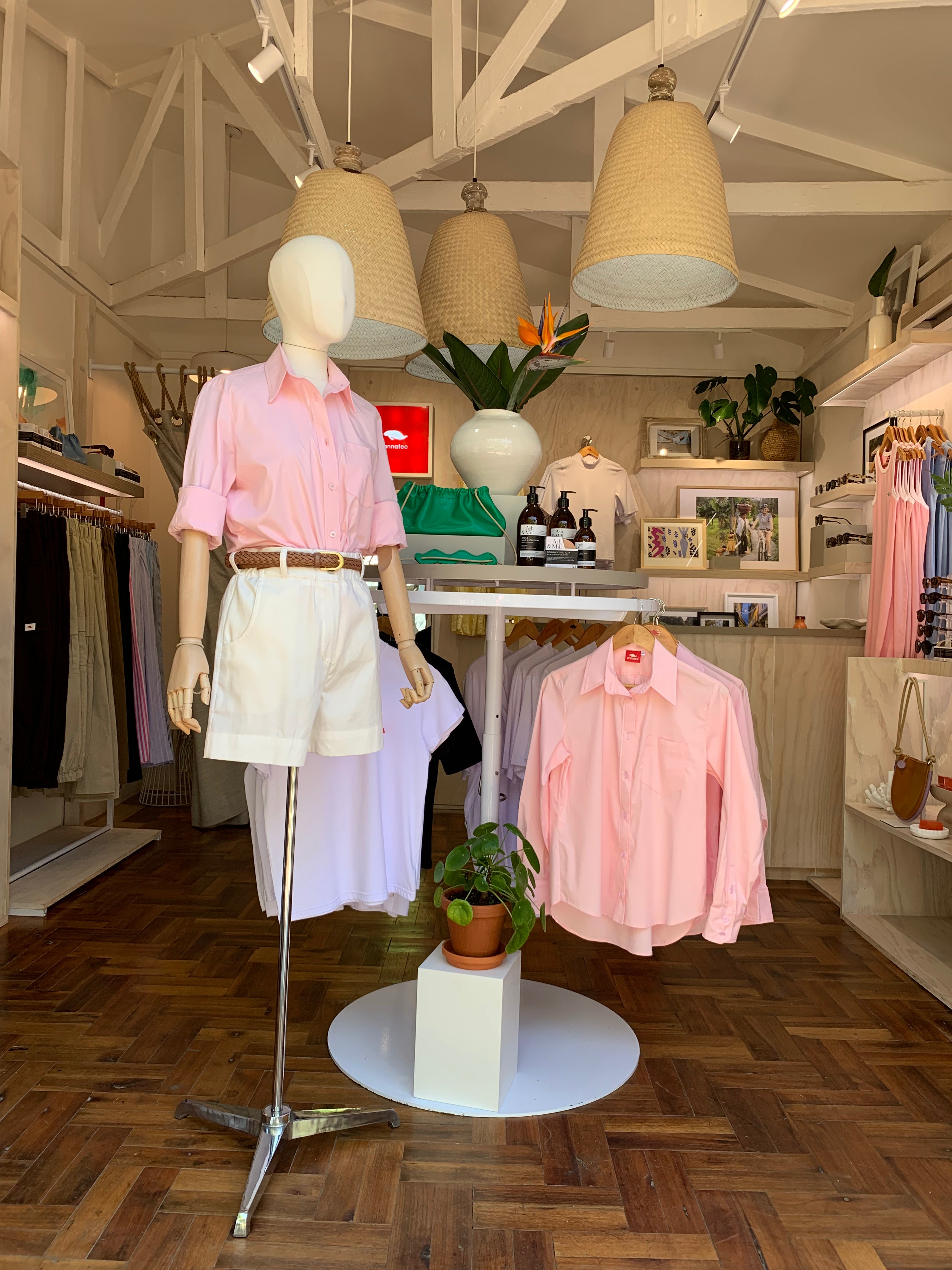Cotton poplin shirt - soft pink