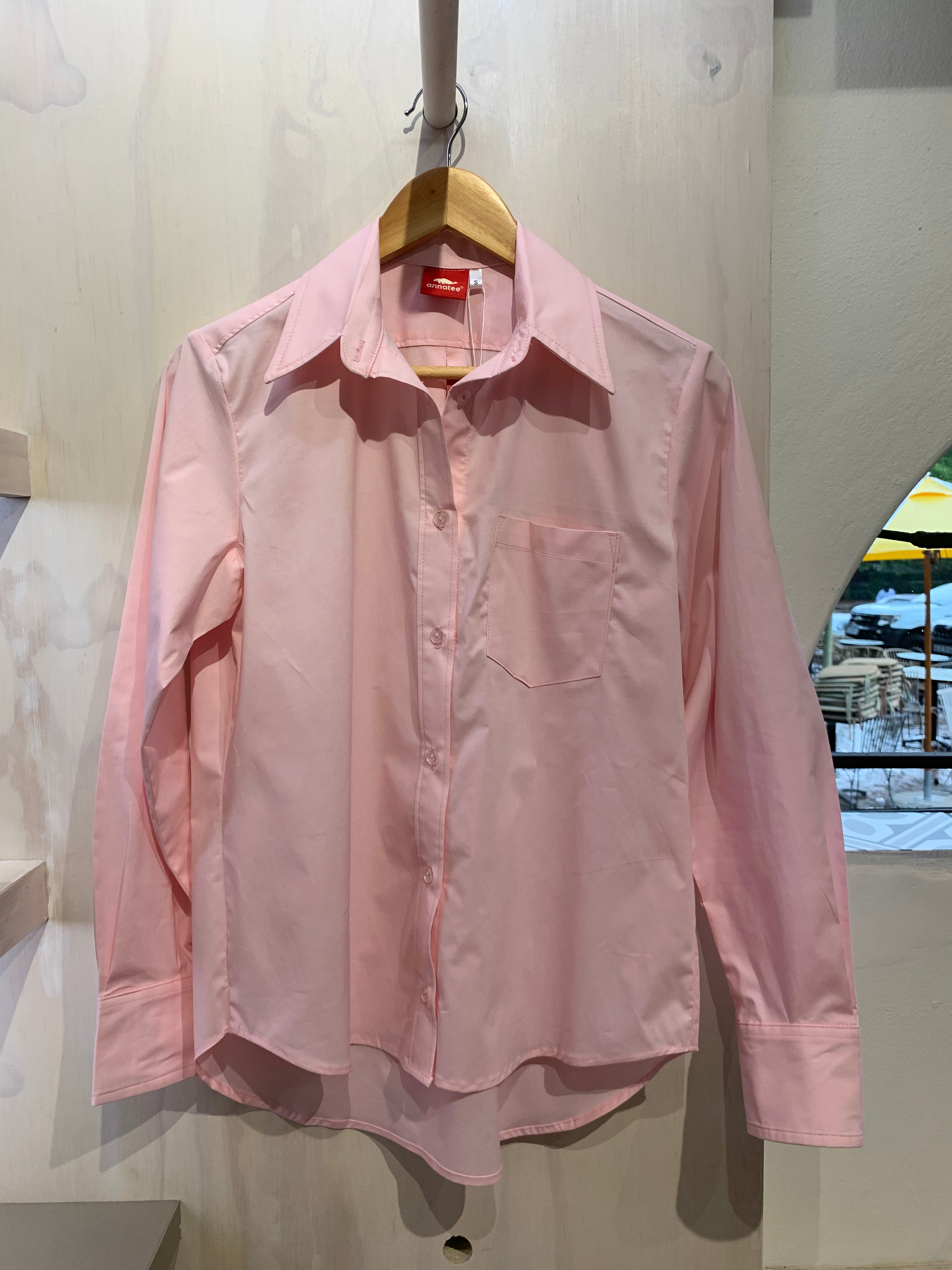Cotton poplin shirt - soft pink