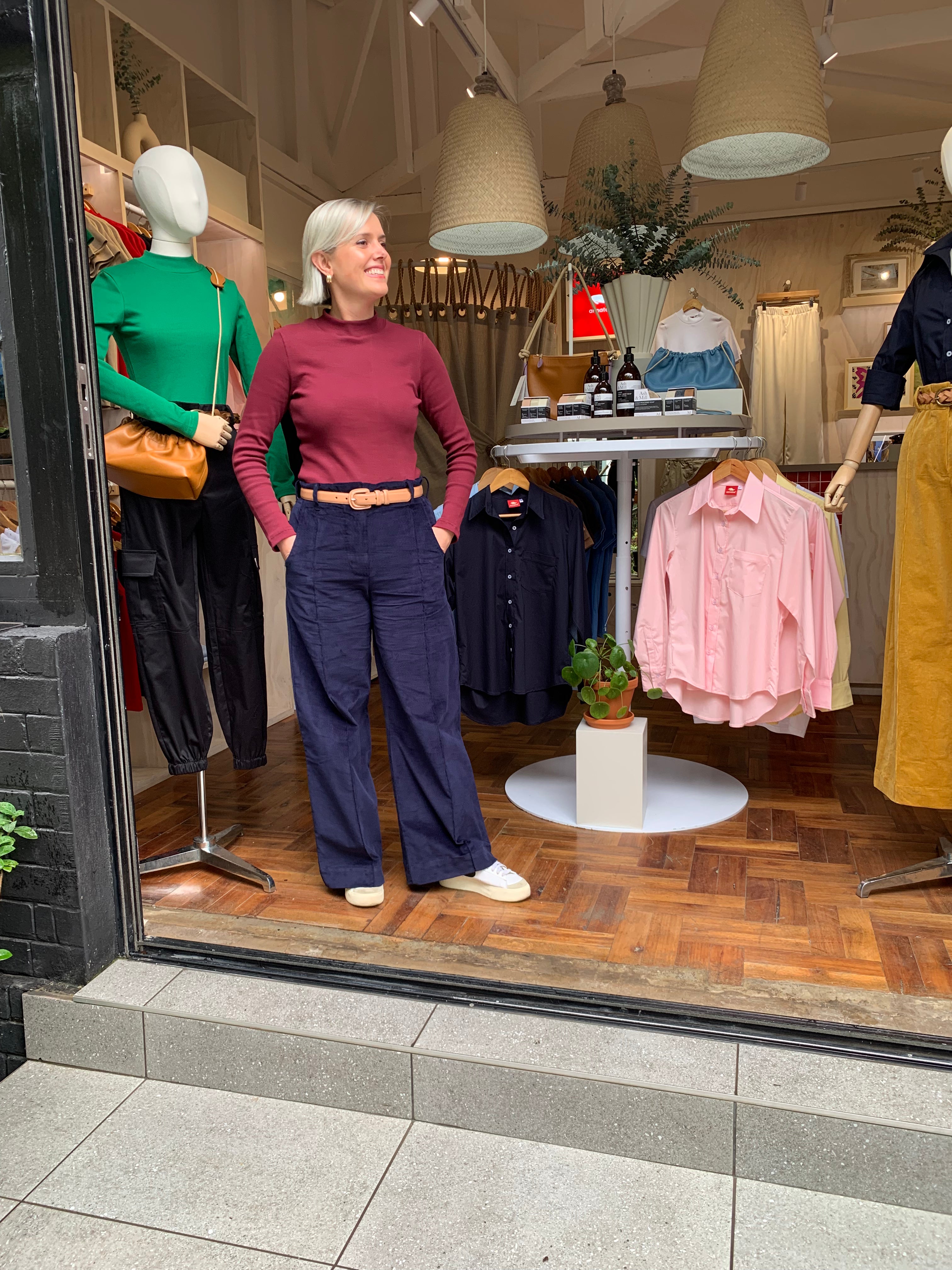 Wide leg pants - navy corduroy