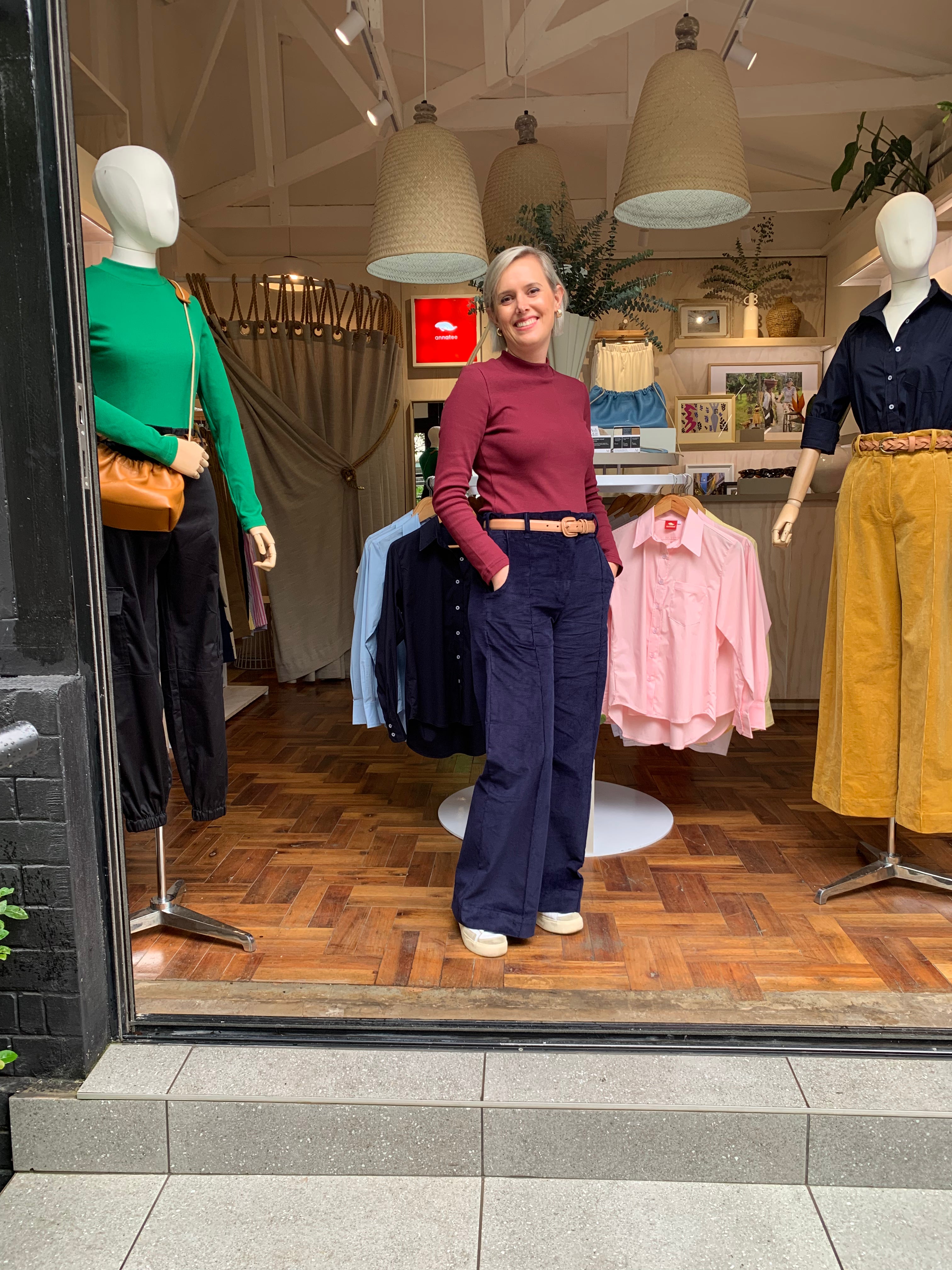 Wide leg pants - navy corduroy