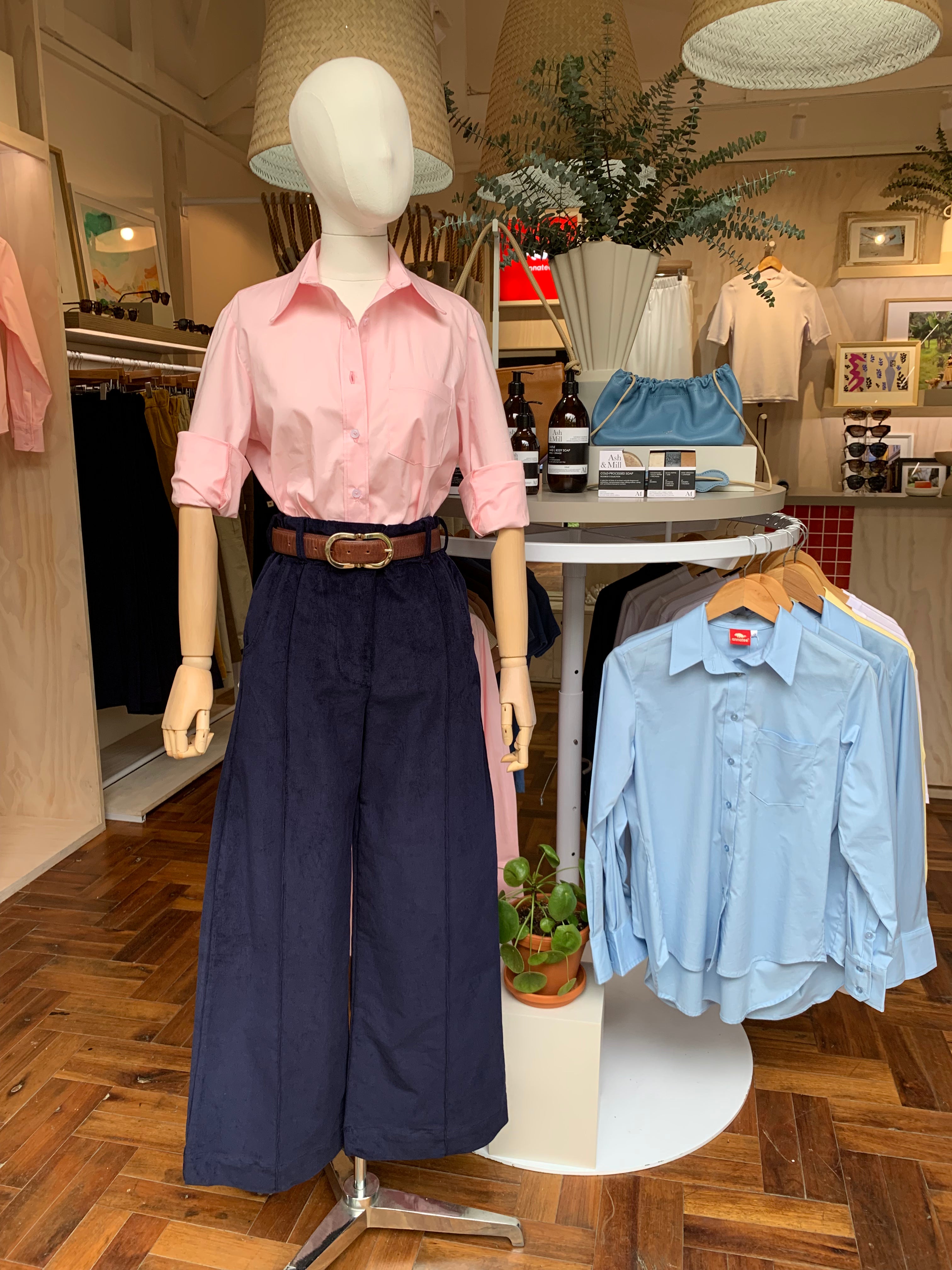 Wide leg pants - navy corduroy