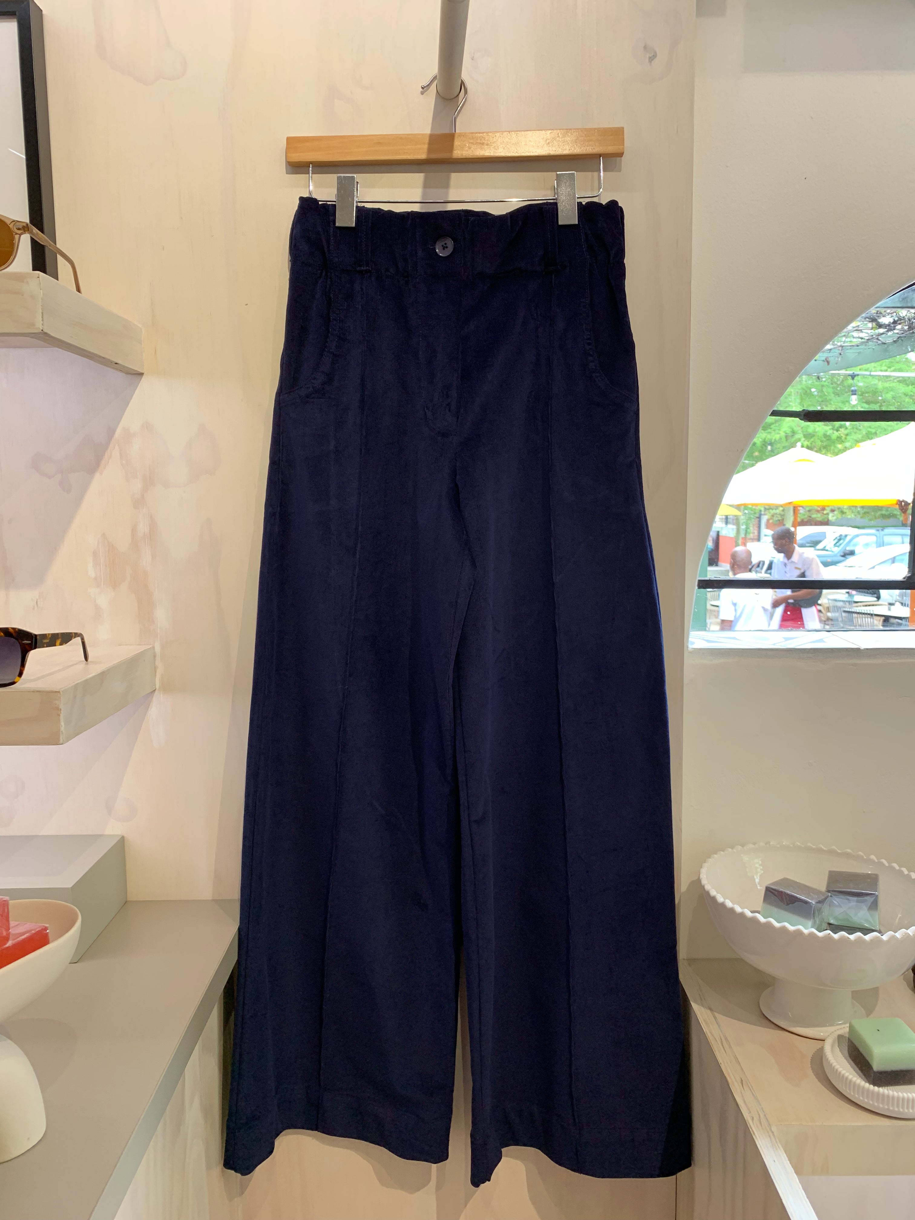 Wide leg pants - navy corduroy