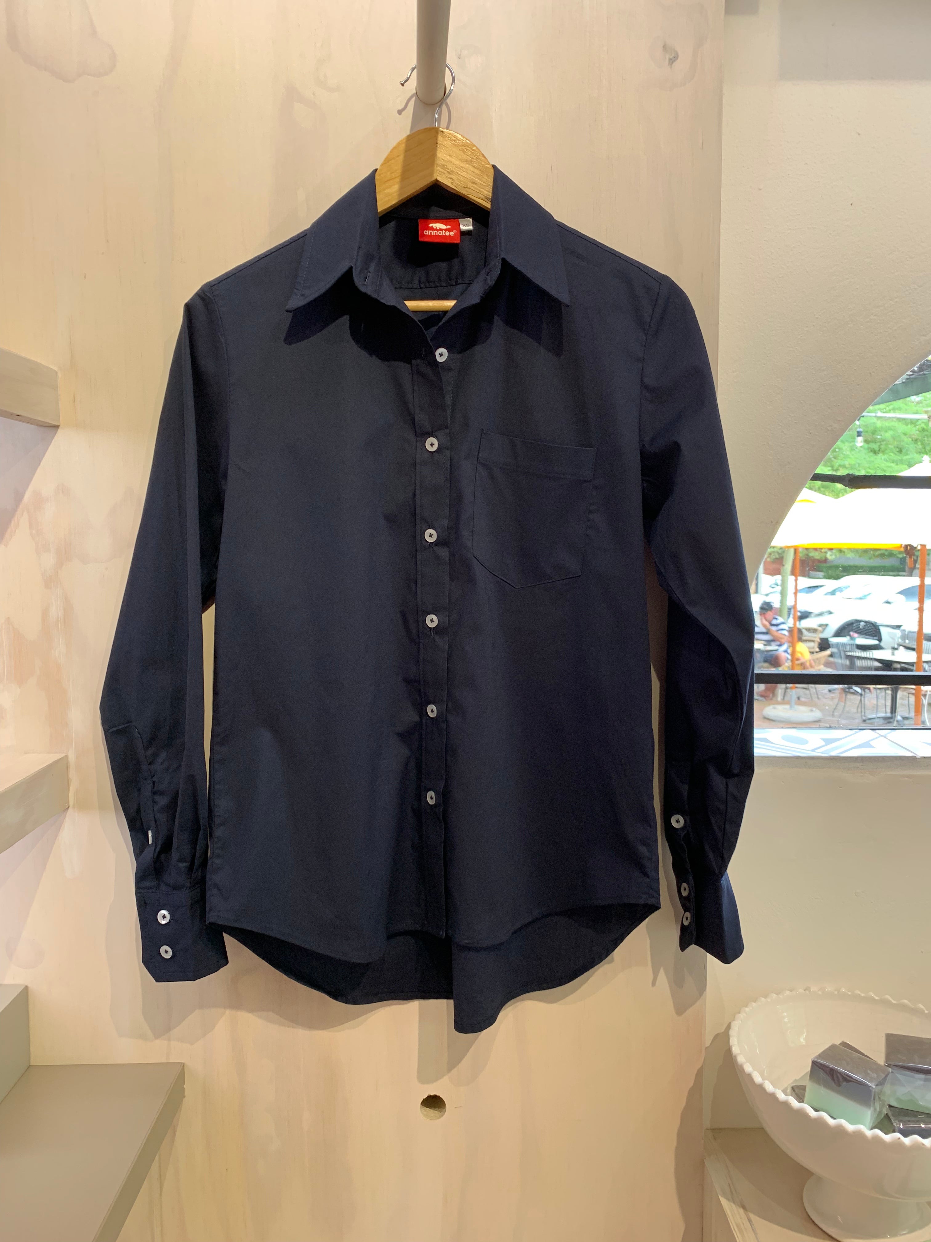 Cotton poplin shirt - navy