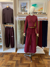 Wide leg pants - burgundy corduroy