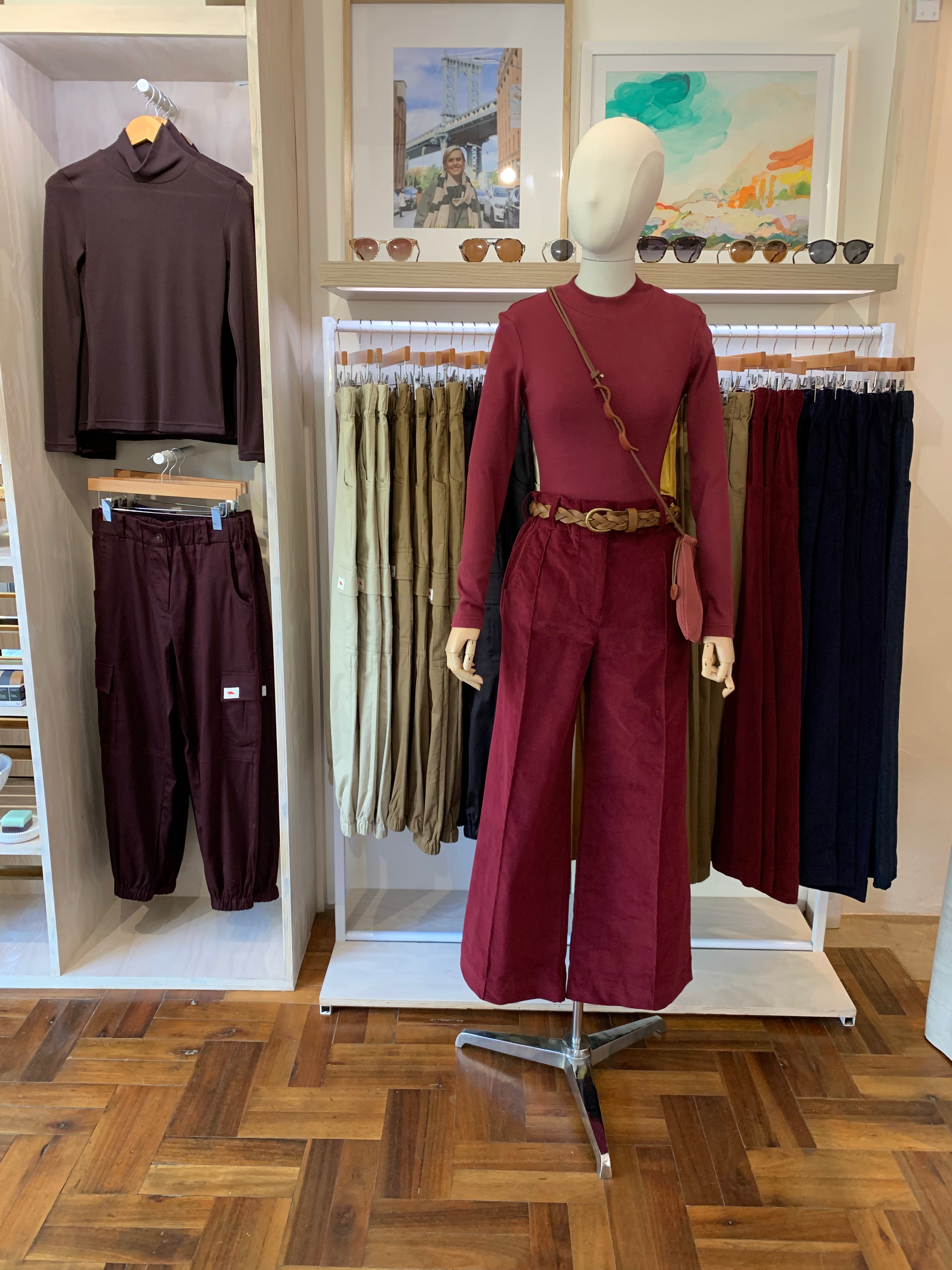 Wide leg pants - burgundy corduroy