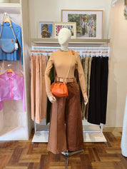 Wide leg pants - brown corduroy