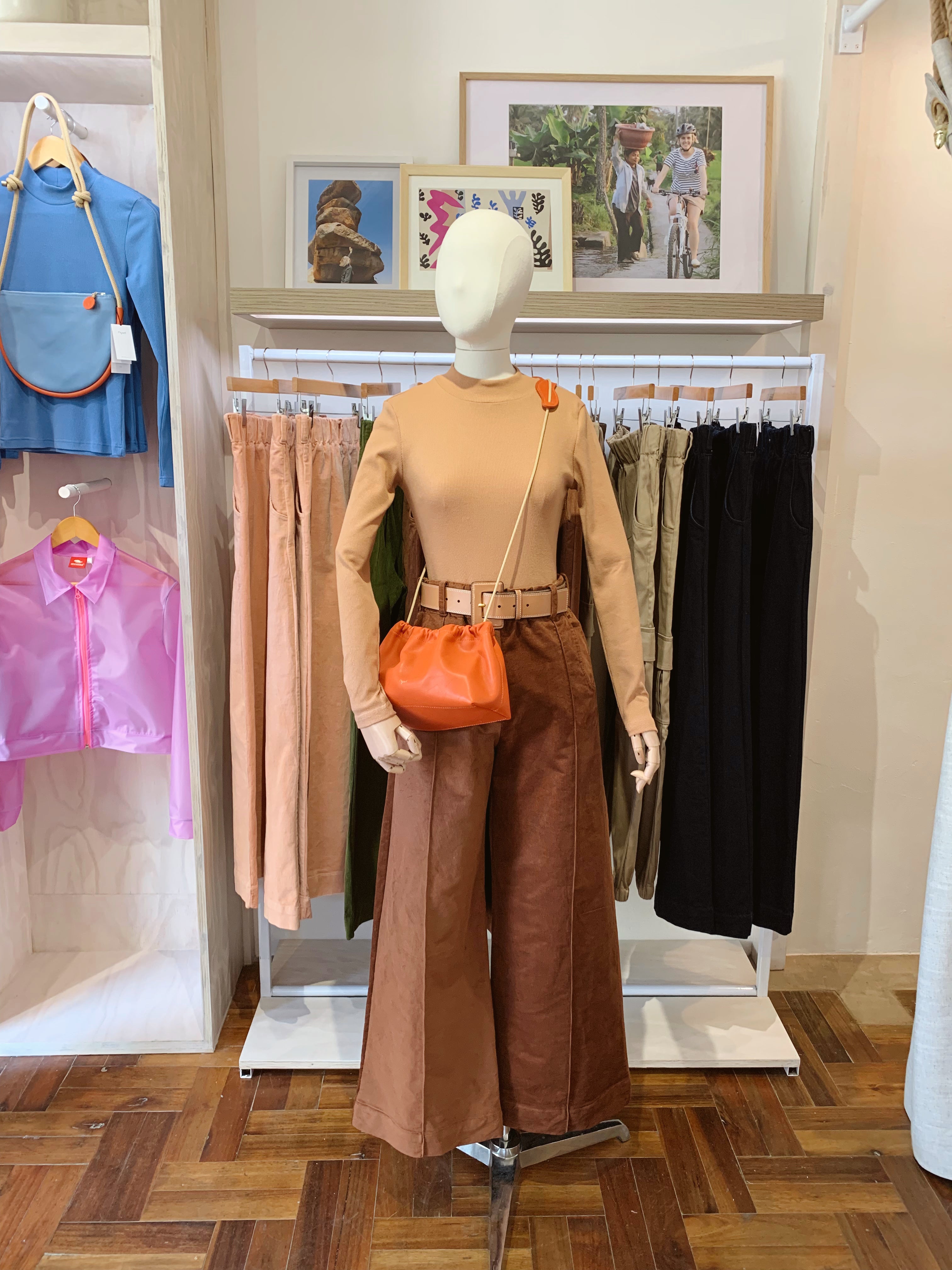 Wide leg pants - brown corduroy