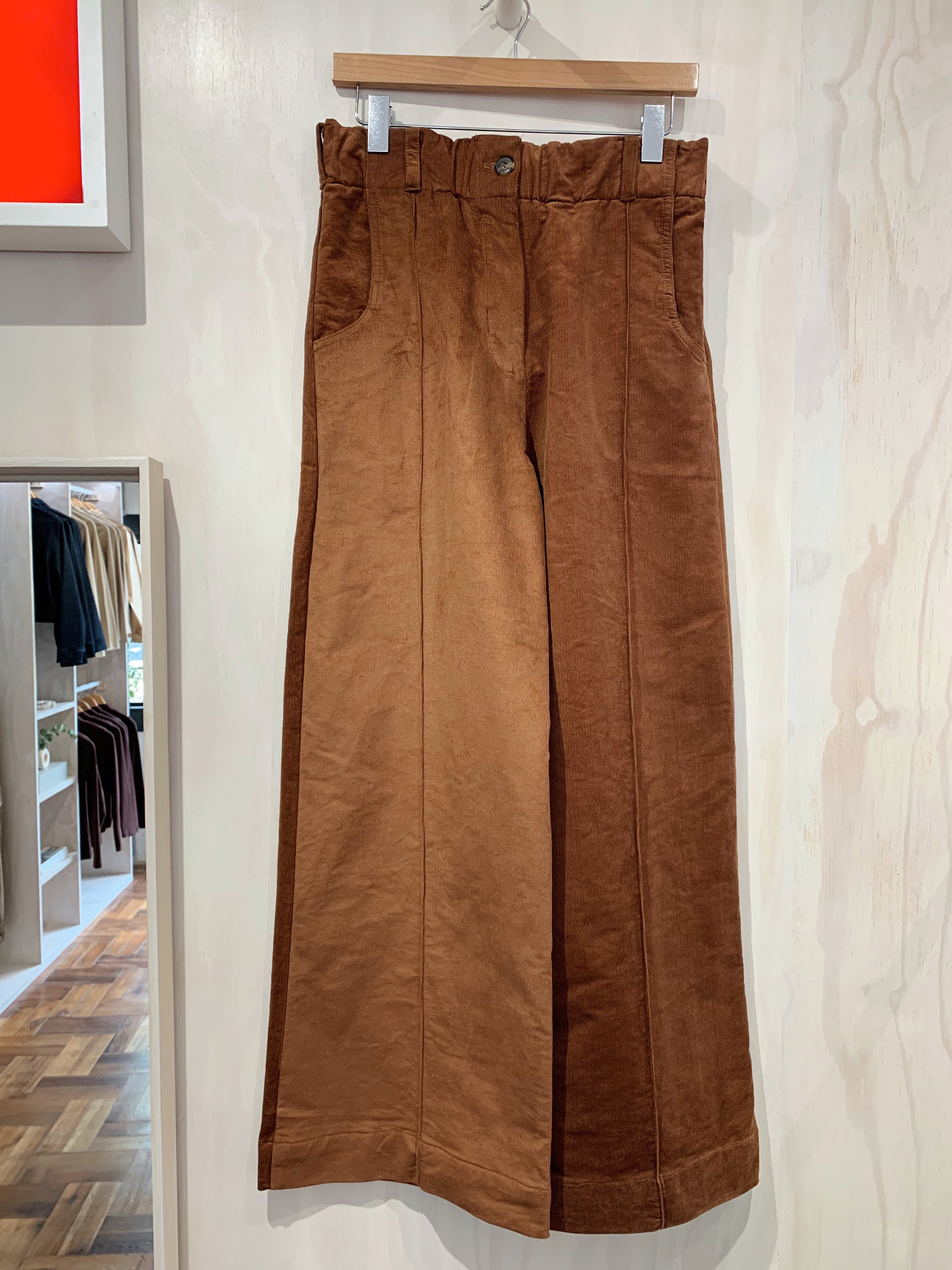 Wide leg pants - brown corduroy