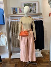 Wide leg pants - peach corduroy