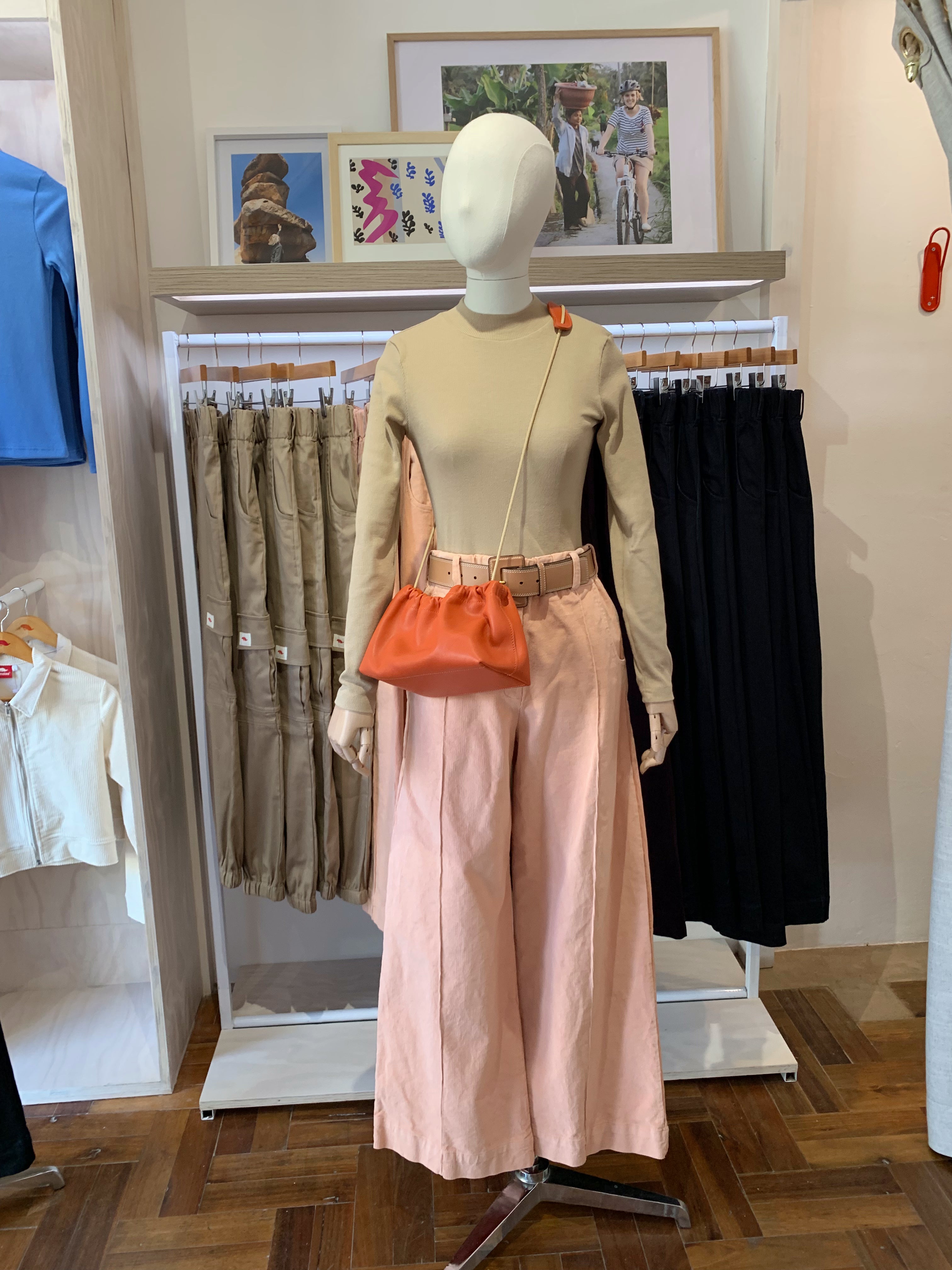 Wide leg pants - peach corduroy