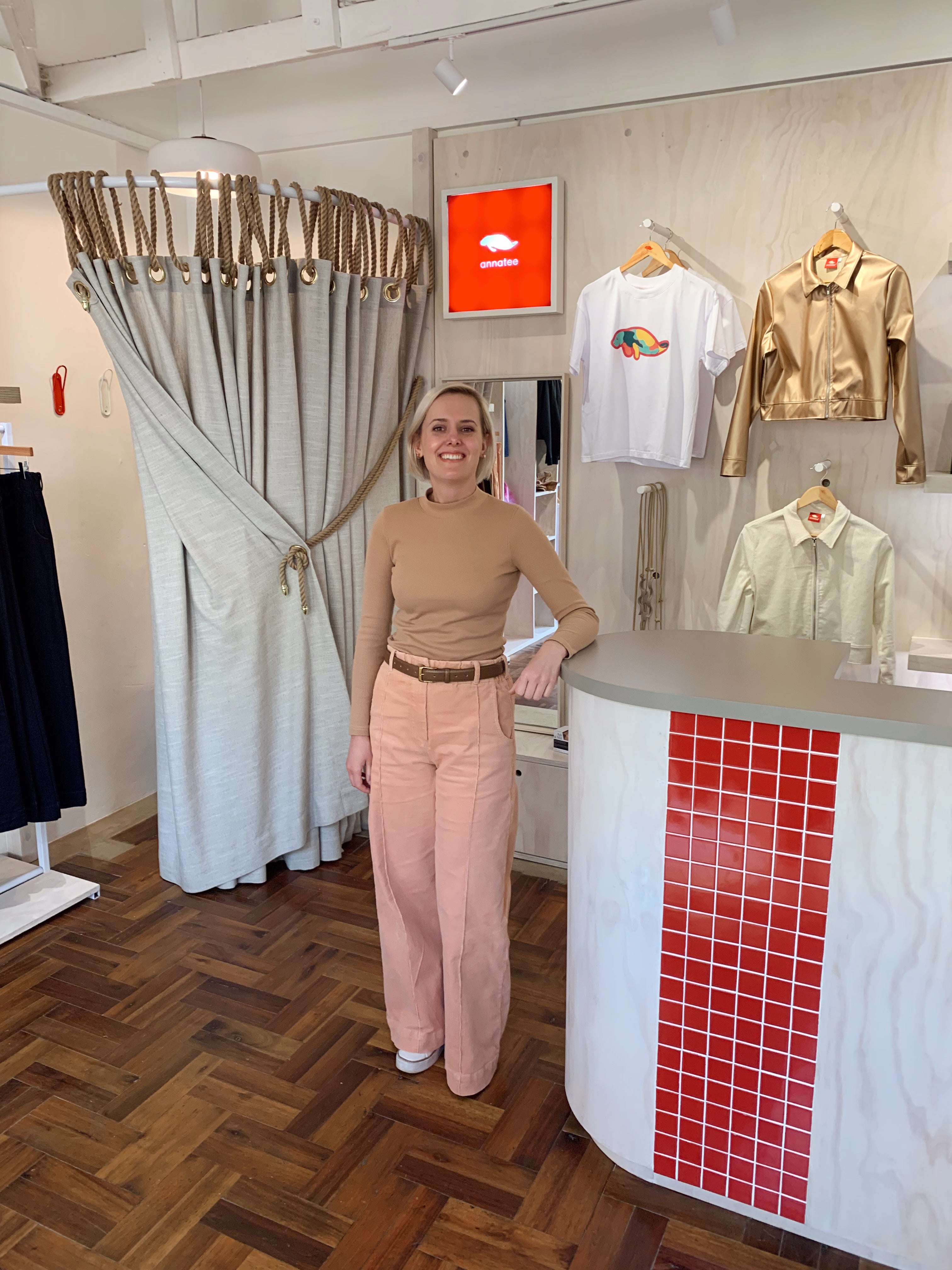 Wide leg pants - peach corduroy